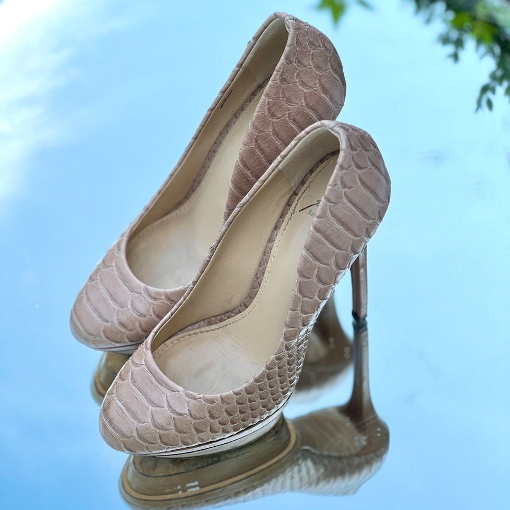 Brian Atwood Snakeskin Platform Heels